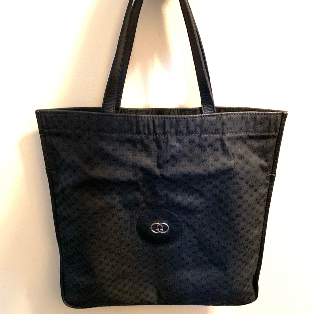 Vintage Gucci black GG small envelope tote